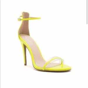 Neon Yellow Patent Sandals with Ankle Strap